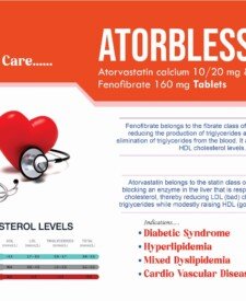 Atrovastatin Calcium 10/20 mg + Fenofibrate 160mg Cardiac Diabetic PCD Pharma Franchise Blesscard Lifecare