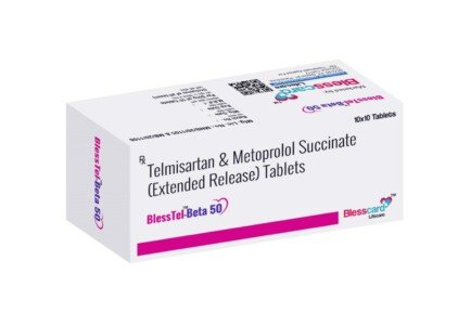 Telmisartan 40 Mg And Metoprolol 50 Mg Tablets BLESSTEL-BETA 50 Blesscard Lifecare