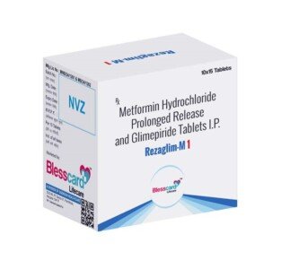 Glimepiride 1 mg Metformin 500 mg Tablets REZAGLIM-M1 Blesscard Lifecare