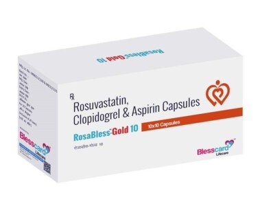 Aspirin (75mg) + Rosuvastatin (10mg) + Clopidogrel (75mg) ROSABLEESS-GOLD-10 Blesscard Lifecare