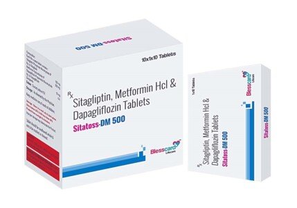 Sitagliptin, Metformin HCL & Dapagliflozin 500 mg Tablets SITATOSS-DM 500 Blesscard Lifecare