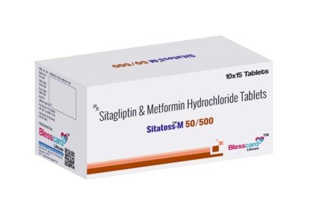 Sitagliptin 50 mg & Metformin Hydrochloride 500 mg Tablets SITATOSS-M-50/500 Blesscard Lifecare