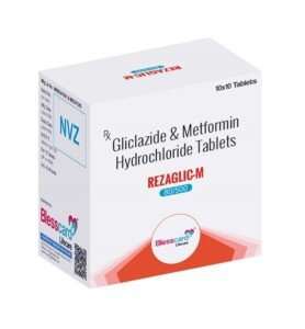 Gliclazide 80 mg & Metformin Hydrochloride 500 mg Tablets Rezaglic-M Blesscard Lifecare